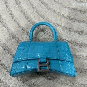 Balenciaga Turquoise Croc-Embossed Mini Bag